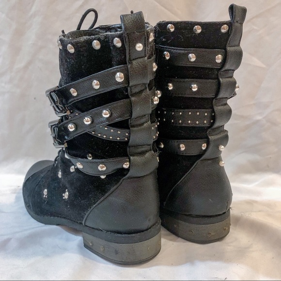 Black Studded Combat Boots - Picture 8 of 9